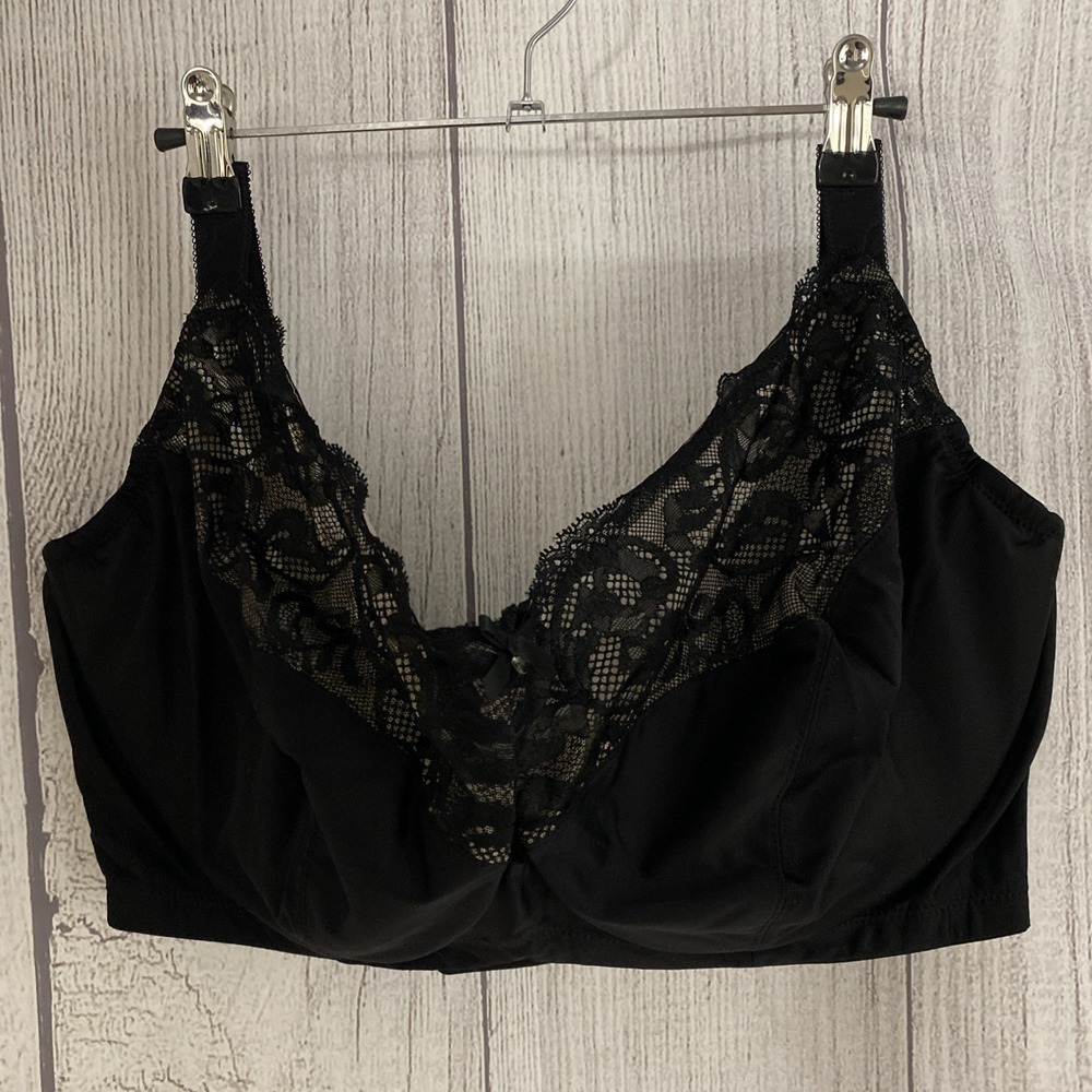 Bramour Bra Womens Black 42I Tribeca 7006 Glamorize Full Coverage Lace Underwire